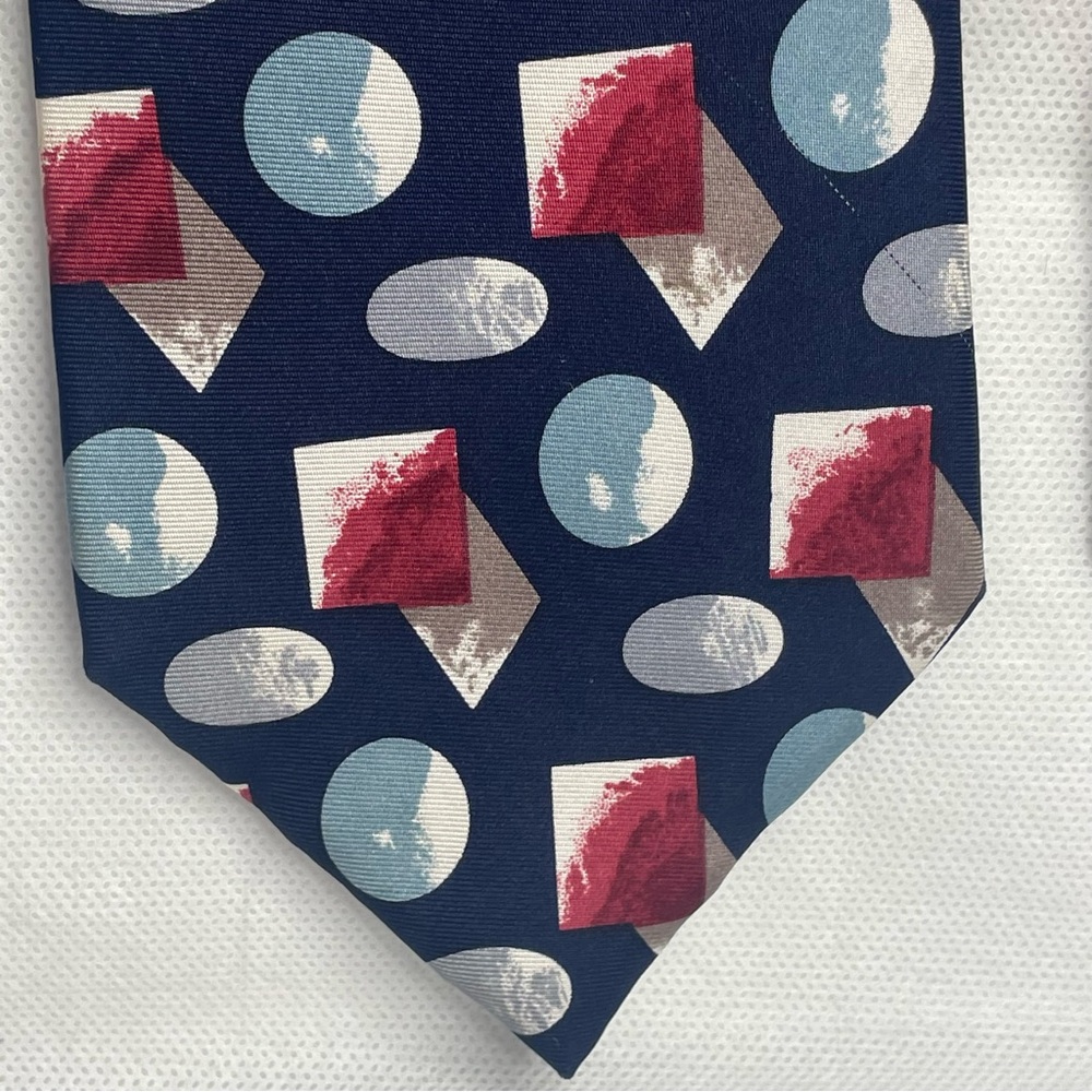 VTG Givenchy Monsieur Silk Tie Lot Navy Gold Paisley Red White Blue USA Neckties - Picture 10 of 16